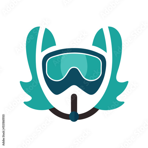 Snorkeling mask and fins vector illustration