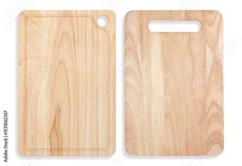 wood cutting two style board isolated on white background