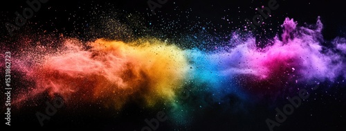 Colorful powder explosion against black background (1)