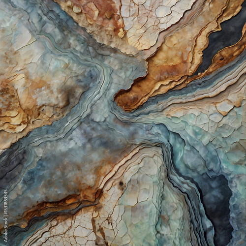 Topographical abstraction of a forgotten dreamscape, painted in semi-transparent minerals and echoing textures of dried memory folds.
