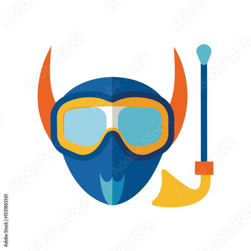 Snorkeling mask and fins vector illustration