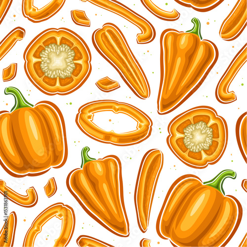 Vector Orange Pepper Seamless Pattern