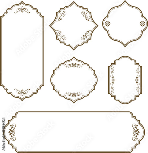 Set of Vintage Decorative Frames: Elegant Labels and Ornate Borders