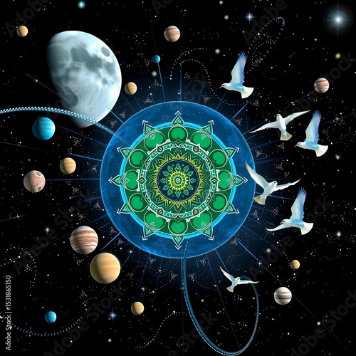 Galactic Harmony with Cosmic Mandala