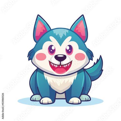 Siberian Husky Streamlined Vector Art with Flat Colors and Sharp Linework