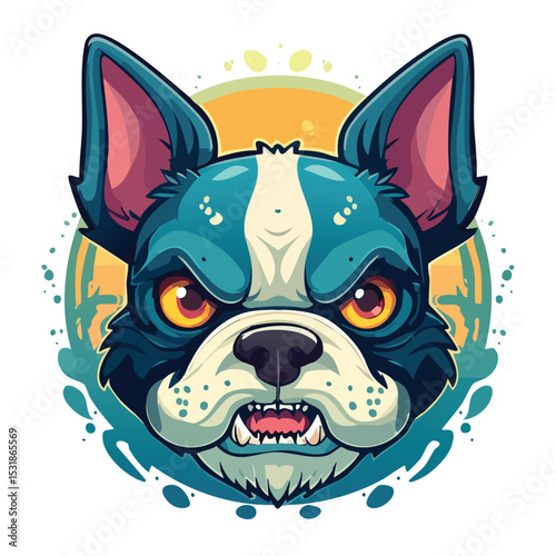 Boston Terrier Streamlined Vector Art with Flat Colors and Sharp Linework