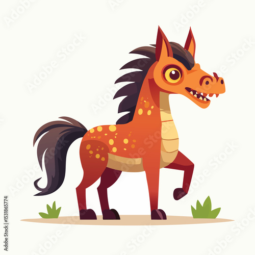Horse Streamlined Vector Art with Flat Colors and Sharp Linework