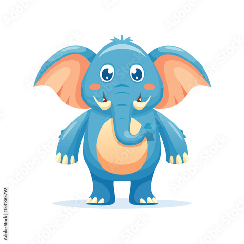 Elephant Streamlined Vector Art with Flat Colors and Sharp Linework