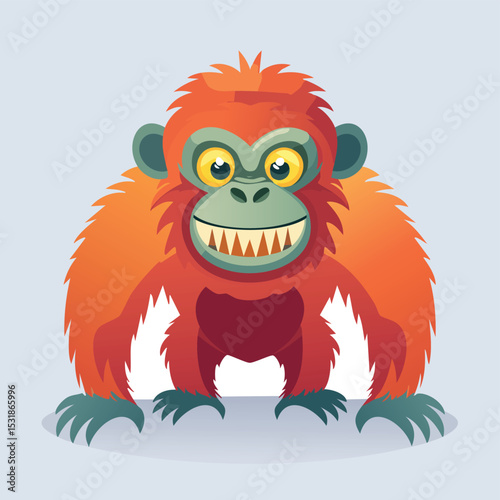 Orangutan Streamlined Vector Art with Flat Colors and Sharp Linework