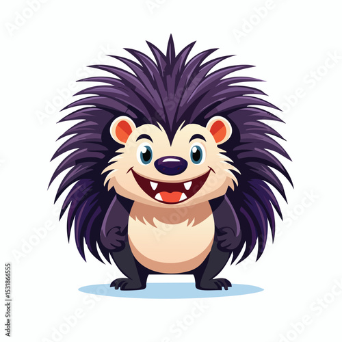 Porcupine Streamlined Vector Art with Flat Colors and Sharp Linework
