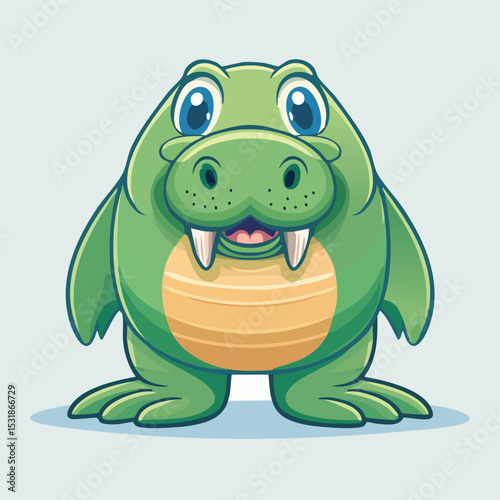 Manatee Streamlined Vector Art with Flat Colors and Sharp Linework