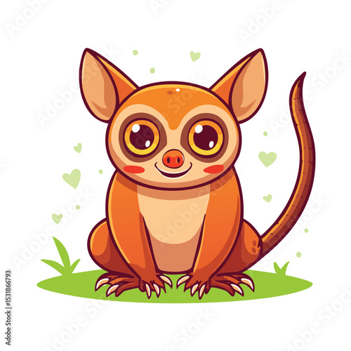 Tarsier Streamlined Vector Art with Flat Colors and Sharp Linework