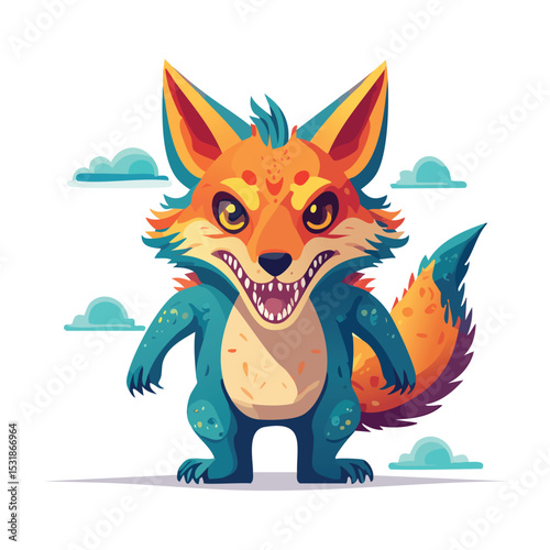 Coyote Streamlined Vector Art with Flat Colors and Sharp Linework