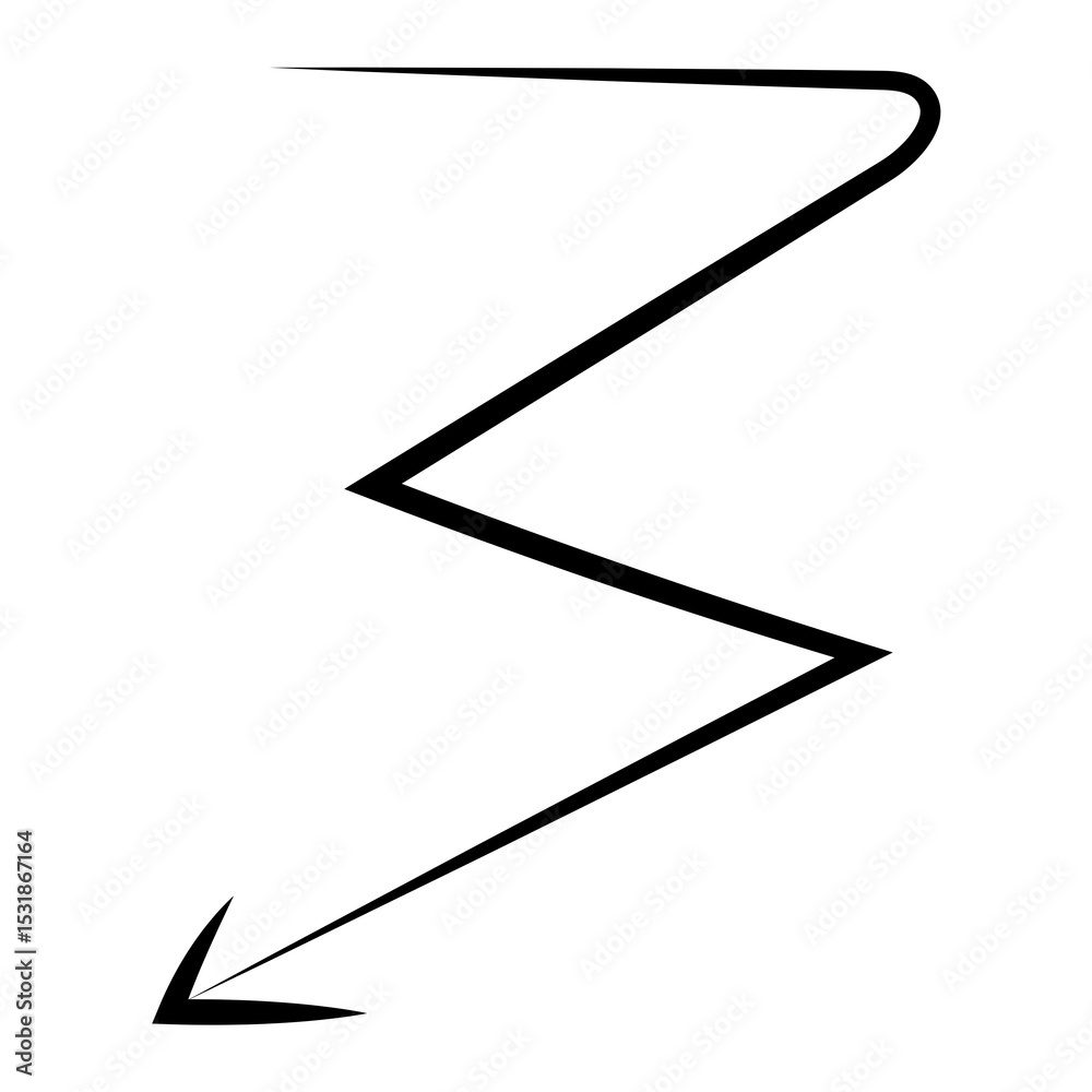 Fototapeta premium Hand drawn crayon spiral and straight arrow. Black curved and straight doodle arrows. Grunge charcoal sketch pointers and direction lines. pastel pencil, black chalk or marker brush stroke