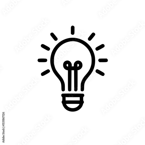 Minimal Black Line Light Bulb Icon for Ideas and Innovation