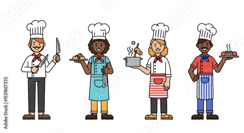 Diverse Chefs Culinary Professionals Illustration