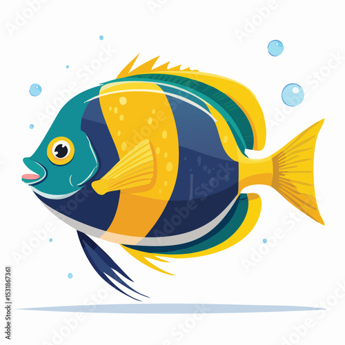 Angelfish Streamlined Vector Art with Flat Colors and Sharp Linework