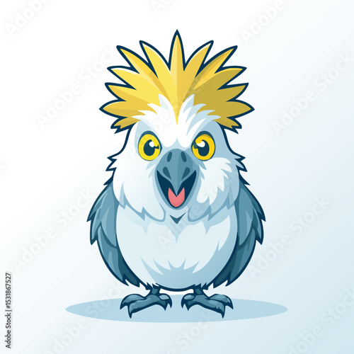 Cockatoo Streamlined Vector Art with Flat Colors and Sharp Linework