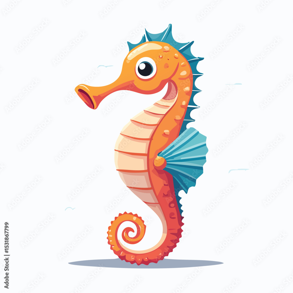 Fototapeta premium Seahorse Streamlined Vector Art with Flat Colors and Sharp Linework