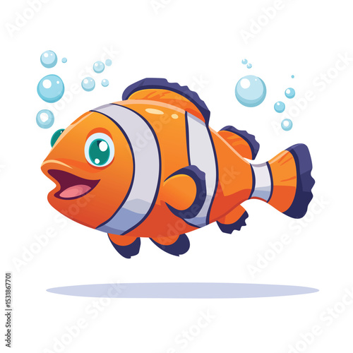 Clownfish Streamlined Vector Art with Flat Colors and Sharp Linework