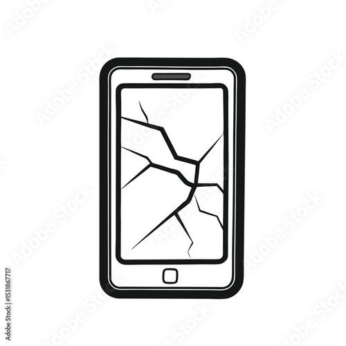 Smartphone with a Broken Glass Screen