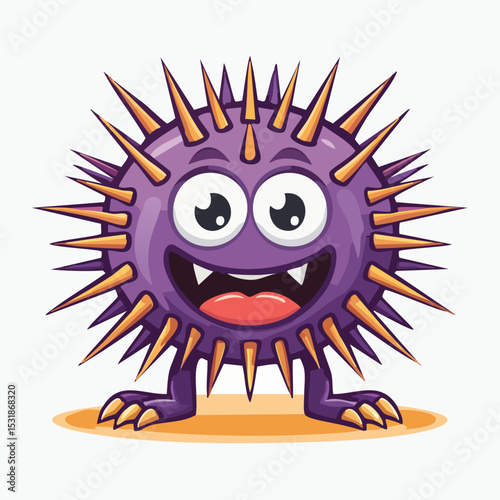 Sea Urchin Streamlined Vector Art with Flat Colors and Sharp Linework