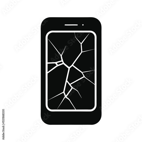 Wrecked Mobile Phone with Visible Cracks