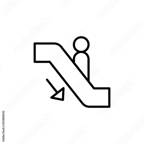 Escalator Down Icon Outline Thin Line Symbol for Public Transport and Accessibility
