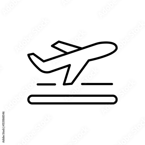 Takeoff Plane Symbol Flat Line Art Airport Vector Design