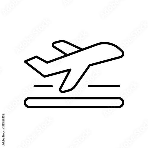 Airplane Taking Off Icon Outline Thin Line Vector