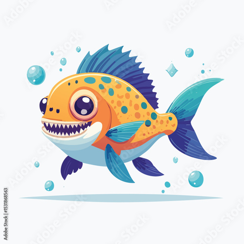 Guppy Streamlined Vector Art with Flat Colors and Sharp Linework