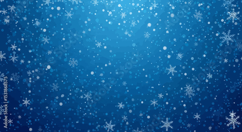 Blue Winter Background with Falling Snowflakes Festive Holiday Design