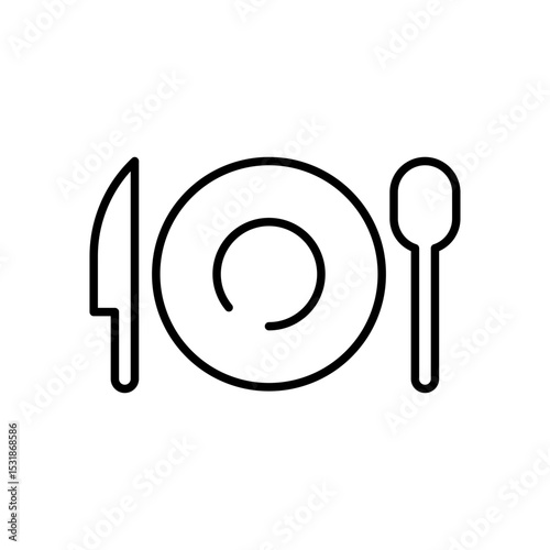 Food and Cutlery Icon Thin Line Outline Style Symbol for Eatery Menu or Meal Time Concept