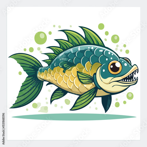 Arowana Streamlined Vector Art with Flat Colors and Sharp Linework