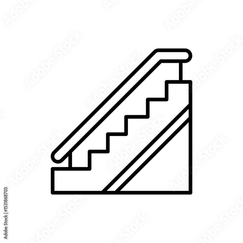 Escalator Icon Outline Style Thin Line Symbol for Moving Stairs in Public or Commercial Areas