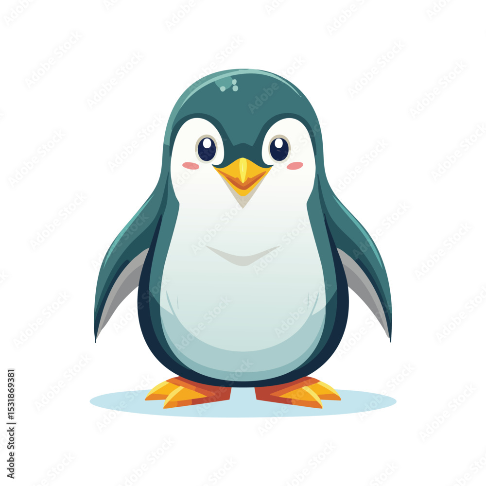 Obraz premium Emperor Penguin Streamlined Vector Art with Flat Colors and Sharp Linework