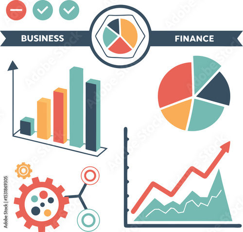 set of business graphs and charts