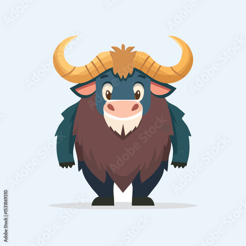 Musk Ox Streamlined Vector Art with Flat Colors and Sharp Linework