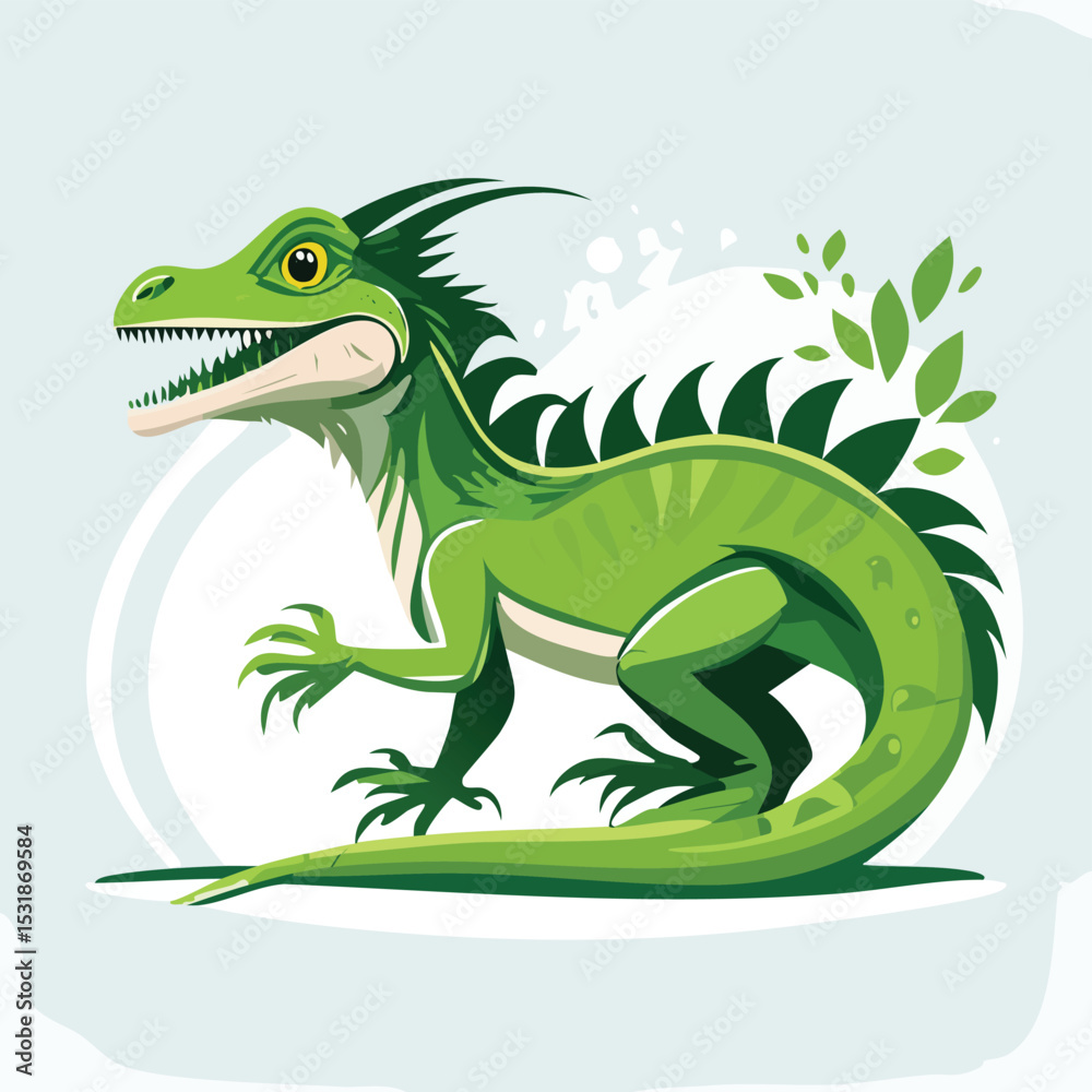 Fototapeta premium Basilisk Lizard Streamlined Vector Art with Flat Colors and Sharp Linework