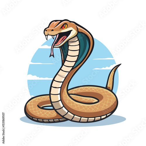 King Cobra Streamlined Vector Art with Flat Colors and Sharp Linework