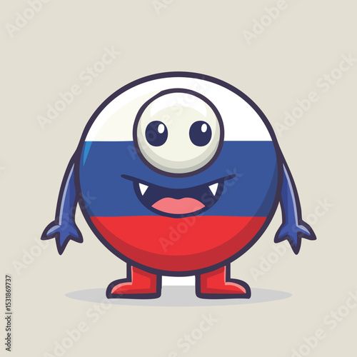Russia flag Flat-Style Vector Illustration with Balanced Composition