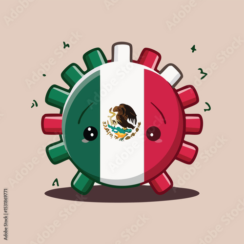 Mexico flag Flat-Style Vector Illustration with Balanced Composition