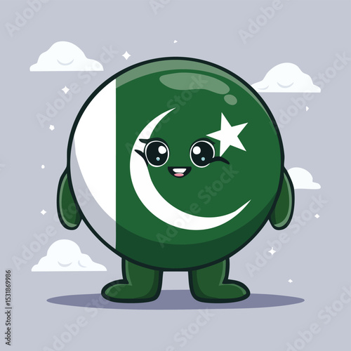 Pakistan flag Flat-Style Vector Illustration with Balanced Composition
