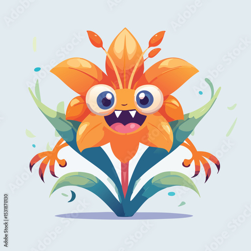 Lily Flat-Style Vector Illustration with Balanced Composition