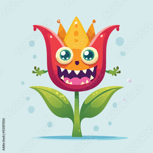 Tulip Flat-Style Vector Illustration with Balanced Composition