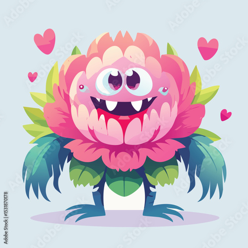 Peony Flat-Style Vector Illustration with Balanced Composition