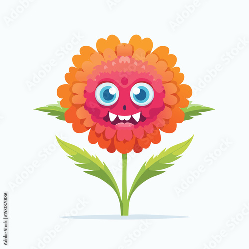 Carnation Flat-Style Vector Illustration with Balanced Composition