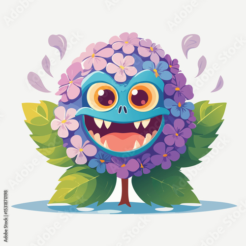 Hydrangea Flat-Style Vector Illustration with Balanced Composition