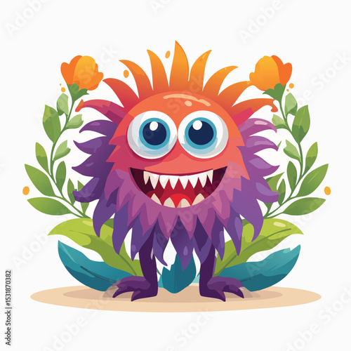 Anemone Flat-Style Vector Illustration with Balanced Composition