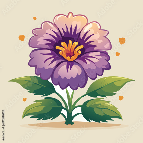 Petunia Flat-Style Vector Illustration with Balanced Composition